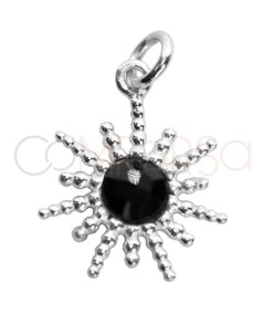 Pendentif soleil de boules avec pierre Spinelle Noire 14mm argent 925