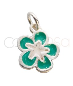 Pendentif fleur hawaïenne bleue 10mm argent 925