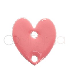 Pendentif coeur émaillé rose 10 x 12mm argent 925