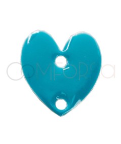 Pendentif coeur émaillé bleu turquoise 10 x 12mm argent 925