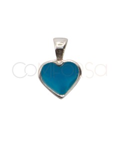 Breloque coeur bleu 5mm argent 925