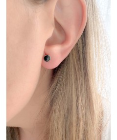 Boucles d’oreilles mini chaton onyx 6mm argent 925