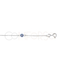 Bracelet forçat œil turc bleu 16cm + 3cm argent 925