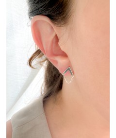 Boucles d'oreilles triangulaires avec chaînes 10 x 12mm argent 925
