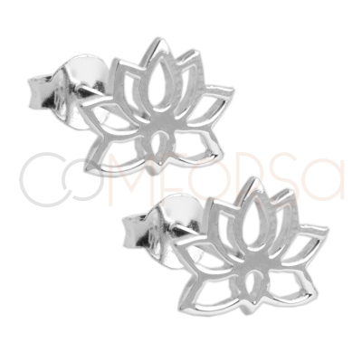 Boucles d'oreilles mini lotus 10.5 x 8mm argent 925