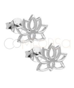 Boucles d'oreilles mini lotus 10.5 x 8mm argent 925