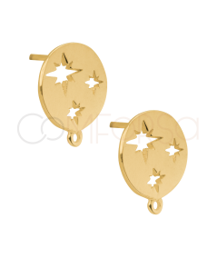 Boucles d'oreilles anneau étoile polaire 12mm argent 925 plaqué or