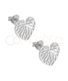 Boucles d'oreilles feuille de monstera ajourées 10mm argent 925