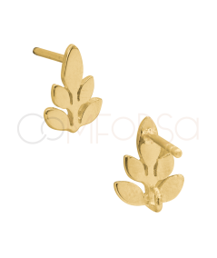 Boucles d'oreilles branches avec anneau 8 x 10mm argent 925 plaqué or