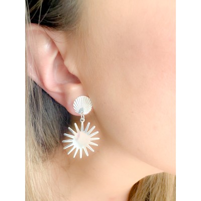 Boucles d'oreilles ondulées 12.5mm argent 925 plaqué or