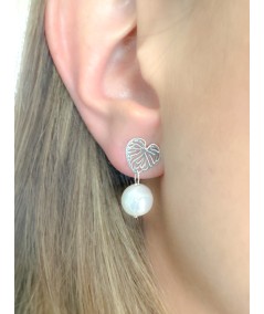 Boucles d'oreilles feuille de monstera ajourées 10mm argent 925