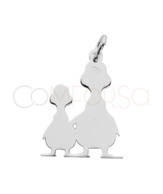 Pendentif maman canard et petit canard 14 x 20mm argent 925