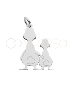 Pendentif maman canard et petit canard 14 x 20mm argent 925