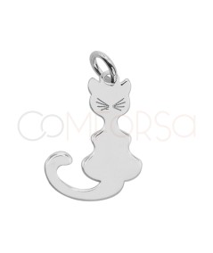 Pendentif chat lisse 11 x 18mm argent 925