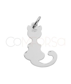 Pendentif chat lisse 11 x 18mm argent 925