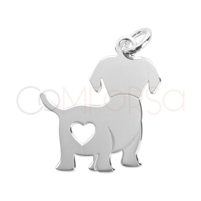 Pendentif labrador coeur 18 x 17mm argent 925