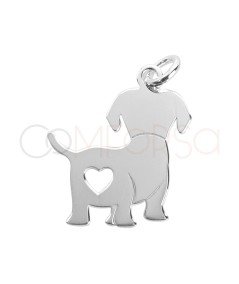 Pendentif labrador coeur 18 x 17mm argent 925