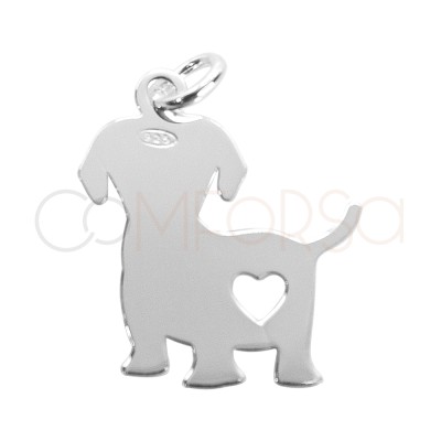 Pendentif labrador coeur 18 x 17mm argent 925