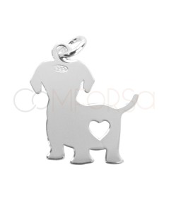 Pendentif labrador coeur 18 x 17mm argent 925