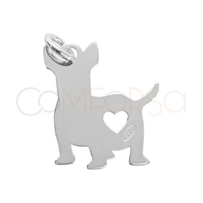 Pendentif chihuahua cœur 18 x 17mm argent 925