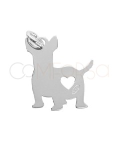 Pendentif chihuahua cœur 18 x 17mm argent 925