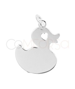 Pendentif canard avec cœur lisse 15mm argent 925