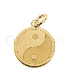 Pendentif Ying Yang 12mm argent 925 plaqué or