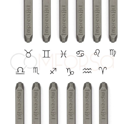 Tampons métalliques signes horoscopiques 3mm