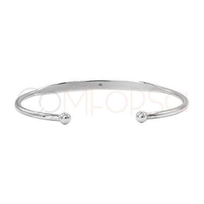 Bracelet boule semi plate 64mm argent 925