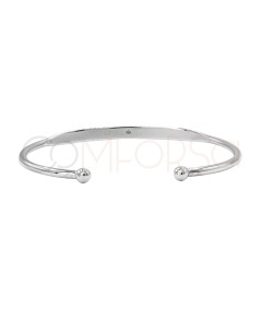 Bracelet boule semi plate 64mm argent 925