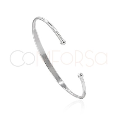 Bracelet boule semi plate 64mm argent 925