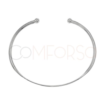 Bracelet boule semi plate 64mm argent 925