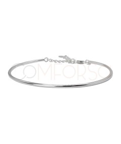 Bracelet rigide tube 16cm + 4cm argent 925