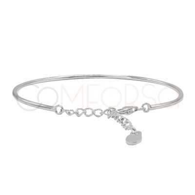 Bracelet rigide tube 16cm + 4cm argent 925