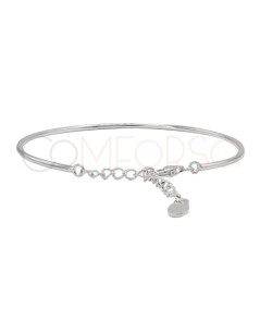 Bracelet rigide tube 16cm + 4cm argent 925