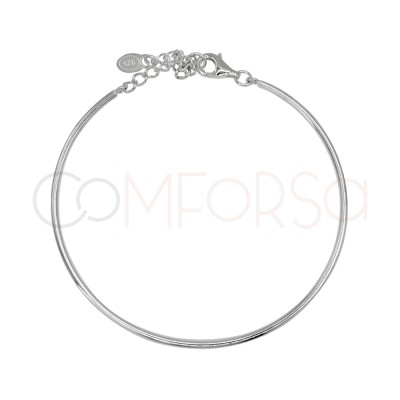 Bracelet rigide tube 16cm + 4cm argent 925