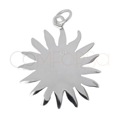 Pendentif soleil avec centre lisse 25mm argent 925