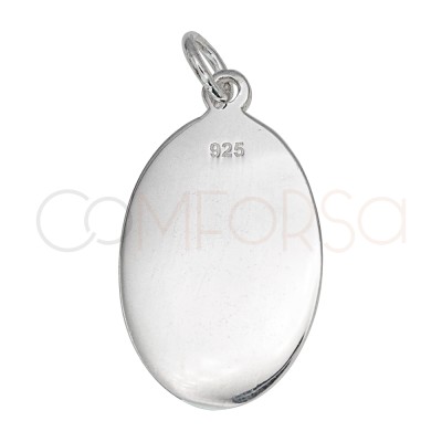 Pendentif ovale Virgen del Rocío 13 x 20mm argent 925