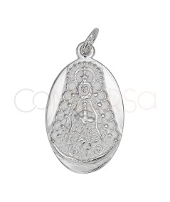 Pendentif ovale Virgen del Rocío 13 x 20mm argent 925