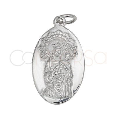 Pendentif oval Virgen de la Almudena 13 x 20mm argent 925