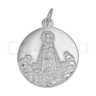 Pendentif rond Virgen de los Desamparados 18mm argent 925