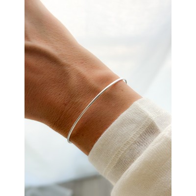 Bracelet rigide tube 16cm + 4cm argent 925