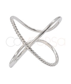 Bague X combinée bouclée argent 925