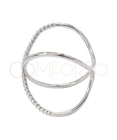 Bague X combinée bouclée argent 925