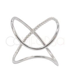 Bague X combinée bouclée argent 925