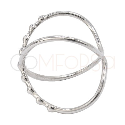 Bague X combinée perles argent 925