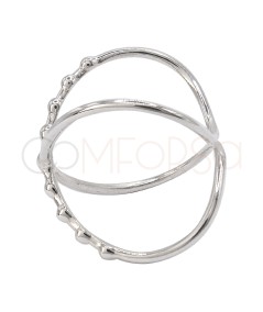 Bague X combinée perles argent 925