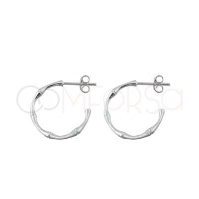 Créoles bambou 12mm argent 925 plaqué or