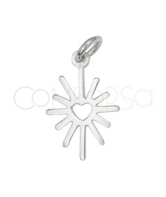 Pendentif étoile polaire et cœur 10 x 15mm argent 925