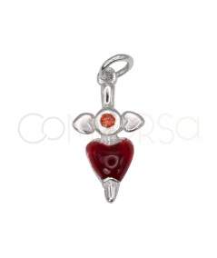 Pendentif dague avec zircone de cœur rouge 7 x 13mm argent 925